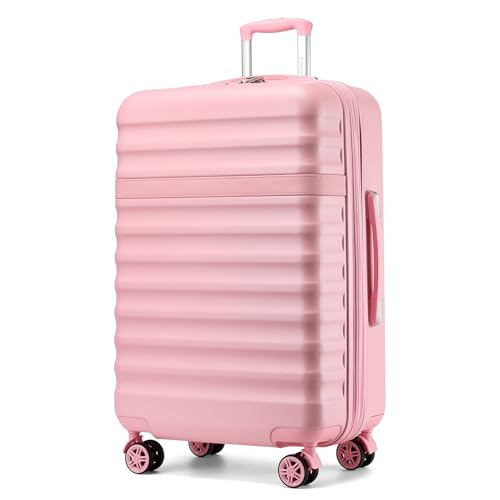 Kono Checked Luggage 28in Expandable Hardside TSA Lock Pink