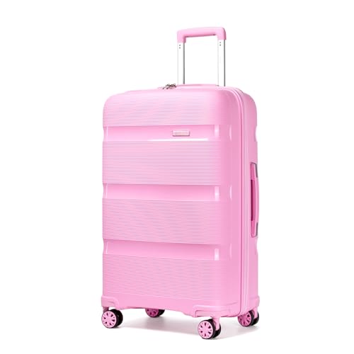 Kono 28 Inch Hard Shell PP Luggage, 4 Spinner Wheels Suitcase, Pink